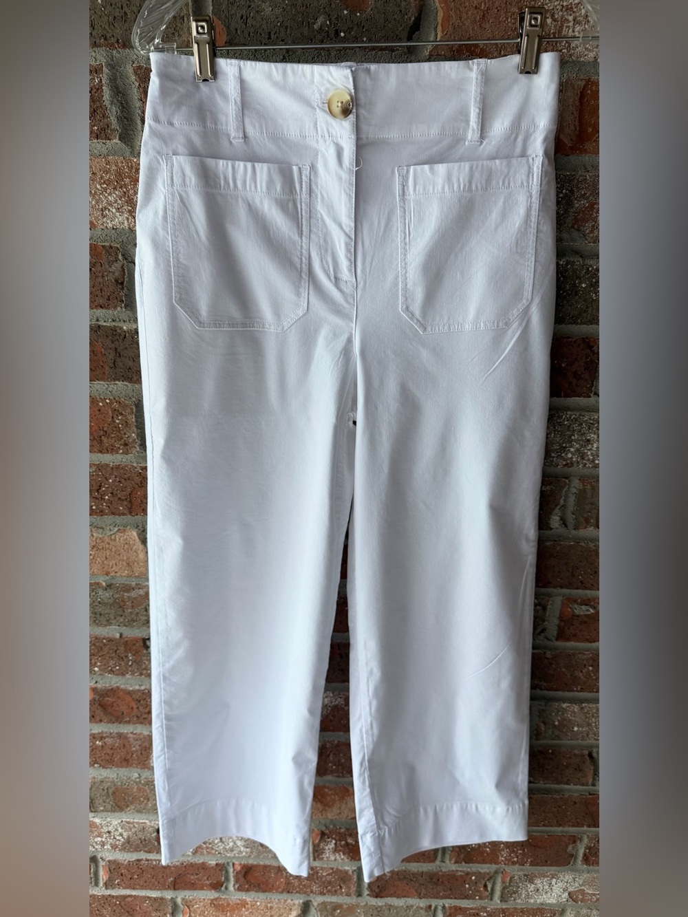 Renuar White Cropped Wide-Leg Pants, size 2